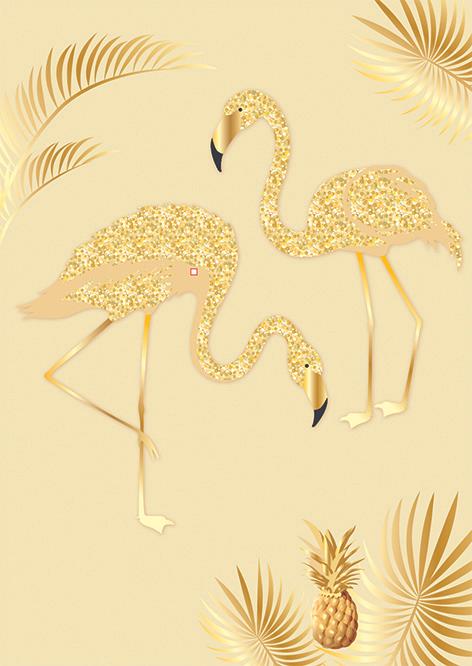Image du produit Card Group Karte Mini goldene Flamingos