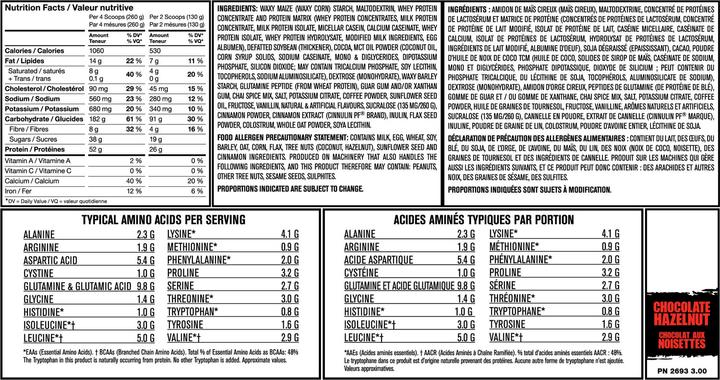 Nutritional values and ingredients Mutant Mass (Vanilla, 1 pcs., 6800 g)