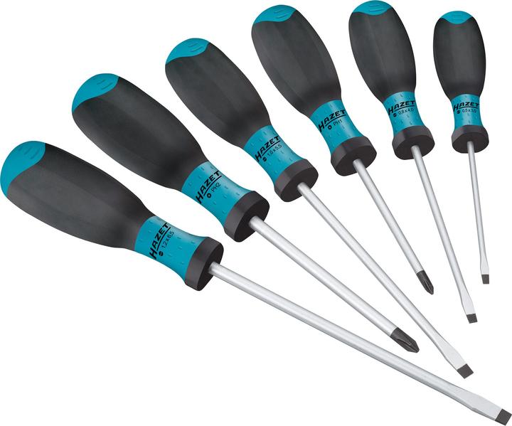 HAZET Jeu de tournevis 810SPC/6 ∙ Profil à fente, Profil Phillips PH ∙ 0,5 x 3,0 - 1,2 x 6,5 ∙ PH1 … (Recouvrement cruciforme Phillipps (PH), Vis fendues)
