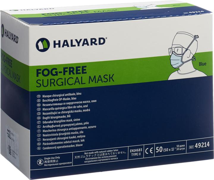 Actual product image Halyard Surgical mask Fog Free blue type II Disp 50 pcs. (Protection class I, 50 x)