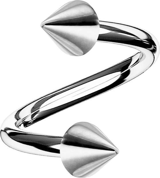 Immagine prodotto Star Piercing Micro spirale d'argento con due coni (senza ottone, Acciaio chirurgico 316L)