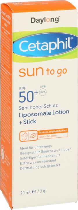 Immagine prodotto Daylong Cetaphil Sun to go lozione liposomiale + stick SPF 50+, soluzione da 20 ml (Crema solare, SPF 50+, 20 ml)