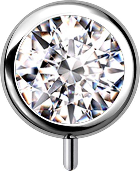 Produktbild Star Piercing Threadless Zylinder silber front Kristall silber (ohne Messing, Titan G23)