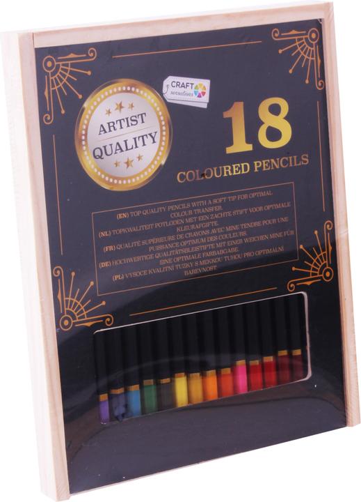 Craft Colouring Pencils 18 pcs in Wooden Box - (K-CR0392/18/GE) (Multicoloured, 18 x)