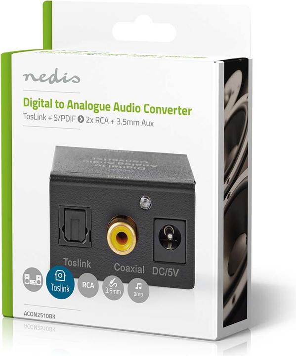 Produktbild Nedis Digital Audio Converter 1-Way Connection Input: 1x Digital RCA / 1x TosLink Connection Output: (0.05 m)