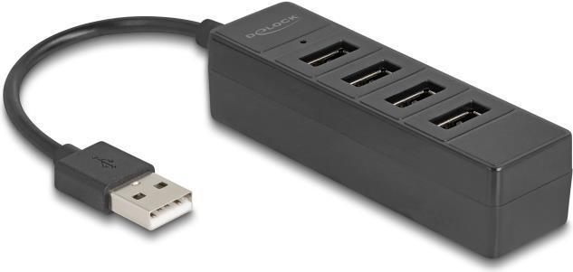 Image du produit Delock USB Hub 4 Port USB 2.0 mit 4 x USB Typ-A Buchse schwa (USB-A, 4 Ports)