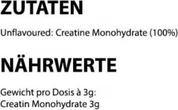 Valeurs nutritives et ingrédients MyProtein Créatine monohydrate (sachet de 250G) (1 pièce(s), Poudre, 250 g)
