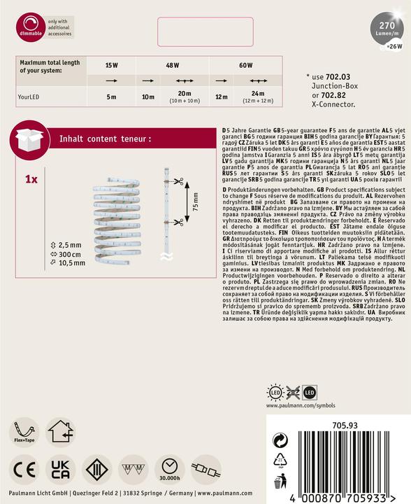 Productafbeelding Paulmann YourLED Uitbreiding (Koel wit, 300 cm, Interieur)