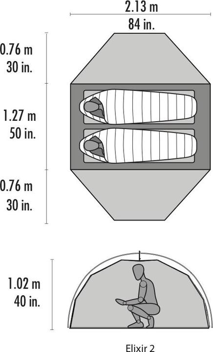 Actual product image Msr Elixir 2 (Dome tent, 2.77 kg, 2 persons)