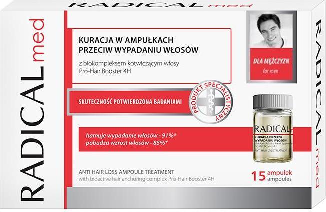 Actual product image Ideepharm Radical Med A treatment in ampoules against hair loss for men 15 ampoules each 5 (5 ml)