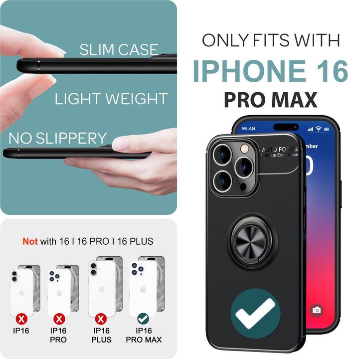 Produktbild Nalia Matte Ring Silikon Hülle (Apple iPhone 16 Pro Max)