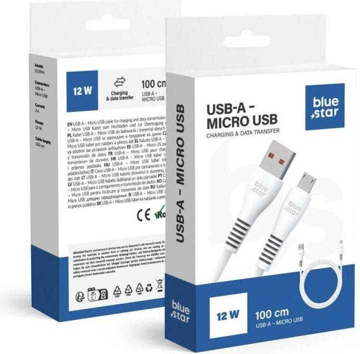 BlueStar Cable Blue Star BLUE STAR cable USB A to Micro USB 2A 12W DC99M 1 m white (1 m, USB 2.0)