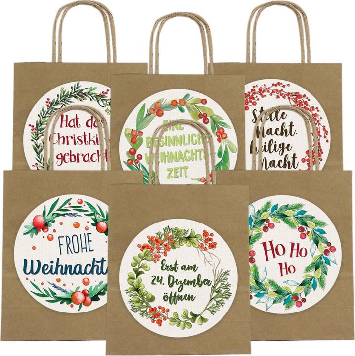 Papierdrachen Weihnachtsgeschenktüte XXL Set 2 Weihnachtskränze (Pochette cadeau, 6 x)
