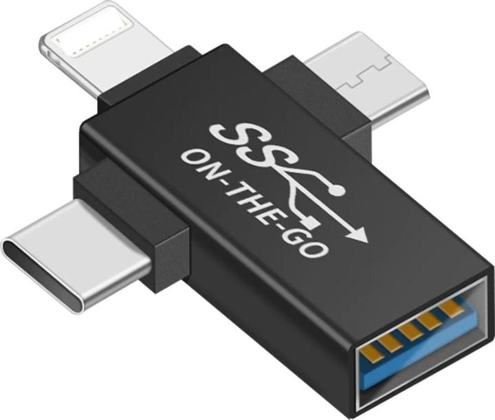 PowerGuard 3-in-1 USB-C MicroUSB Lightning OTG Adapter (USB 3.0)