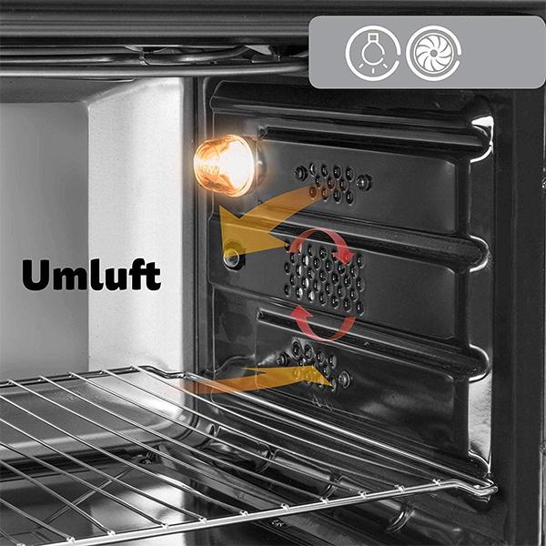 Immagine prodotto Icqn XXL Vrijstaande Oven - 60L - Convectie Mini Oven - Hetelucht /u0026 Grillfunctie - Gemailleerde Holt