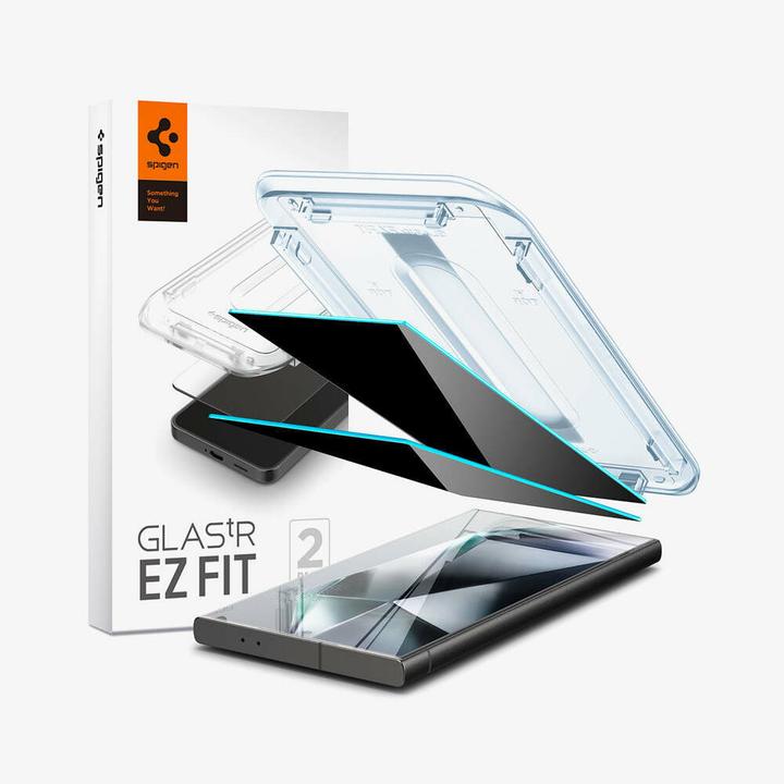 Actual product image Spigen Galaxy S24 Ultra Glass Screen Protector EZ Fit GLAS.tR Privacy 2PCS (2 Piece, Samsung Galaxy S24 Ultra)