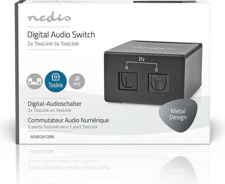 Actual product image Nedis Digital Audio Switch | 2-way | Connectors - Input: DC Power / 2x TosLink | Connectors - Output