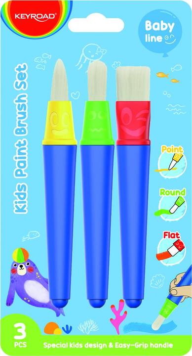 Produktbild Keyroad Kinderpinsel, 3 stk. Flach, punktförmig, rund, blister