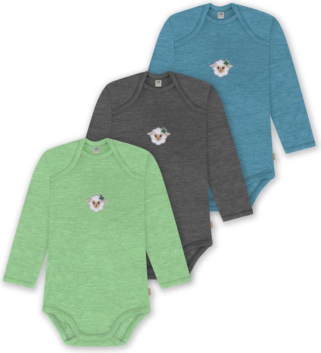 Normani 3er Pack Baby Merino Body Langarm „Auckland" - 9383