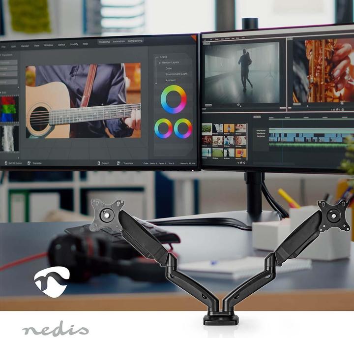 Actual product image Nedis Desk Monitor Holder | Gas Spring | 2 Screen(s) | 15 - 32 " | 75x75 / 100x100 | Vol (Table, 32")