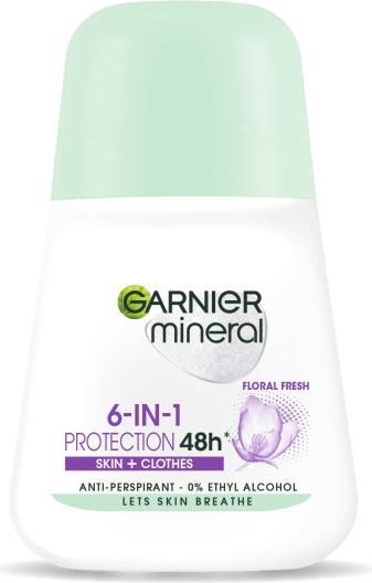 Garnier 6In1 Protection 48H Skin And Clothes Roll-On Antiperspirant Ball Floral Fresh 50Ml (Roll-on, 50 ml)