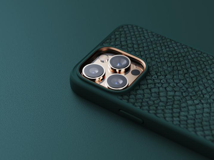 Actual product image Njord Hard Cover Salm.Leather Magsafe Case green (Apple iPhone 14 Pro Max)