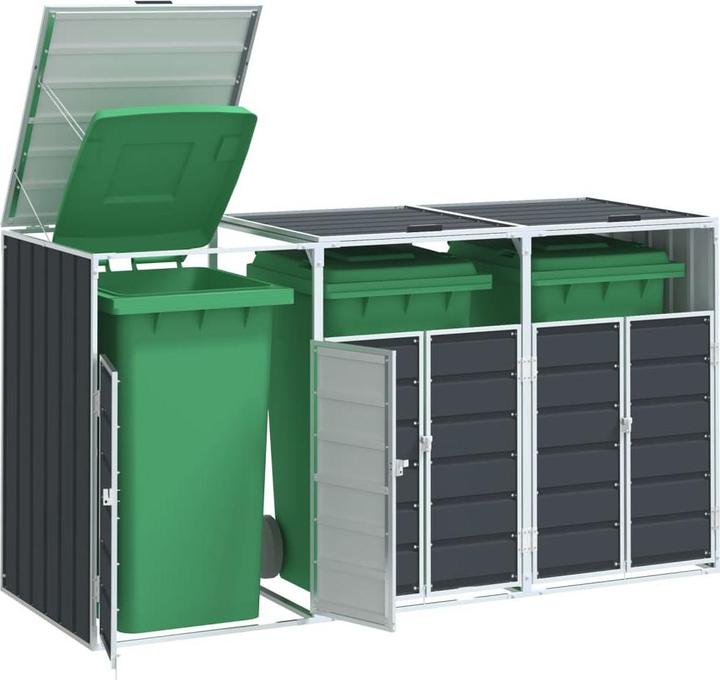 Produktbild VidaXL Mülltonnenbox für 3 Tonnen Anthrazit 216x81x115 cm Stahl