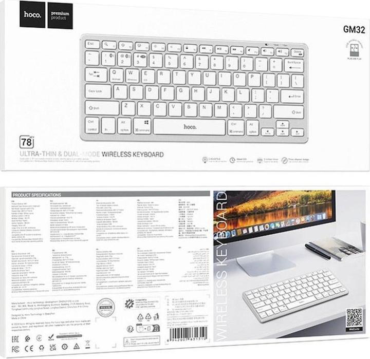 Image du produit Hoco Headphone with microphone EOL wireless keyboard QWERTY GM32 silver (ING. Int., Filaire)