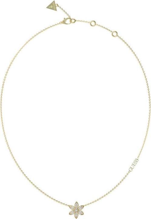 Guess Beautiful Gold Plated White Lotus Flower Necklace JUBN04146JWYGT/U