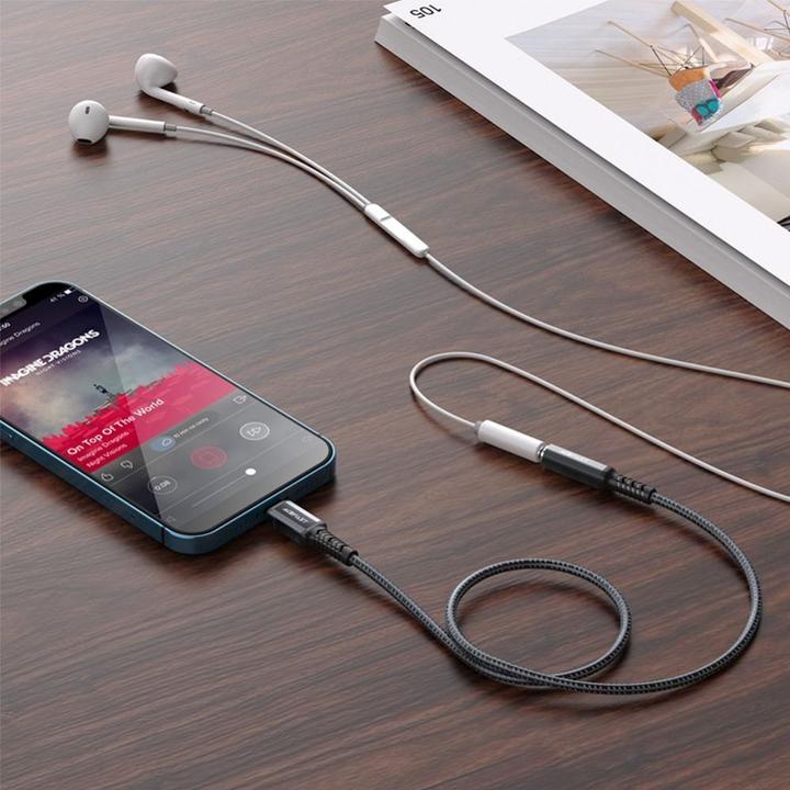 Image du produit Acefast Câble audio MFI Lightning - mini jack 3,5 mm (femelle) 18 cm, AUX gris (C1-05 gris foncé) (0.18 m)