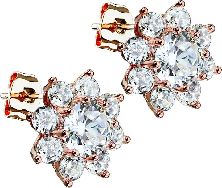 Immagine prodotto Star Piercing Orecchini a perno con fiore in cristallo oro rosa e grande cristallo (Acciaio chirurgico 316L, Ottone)
