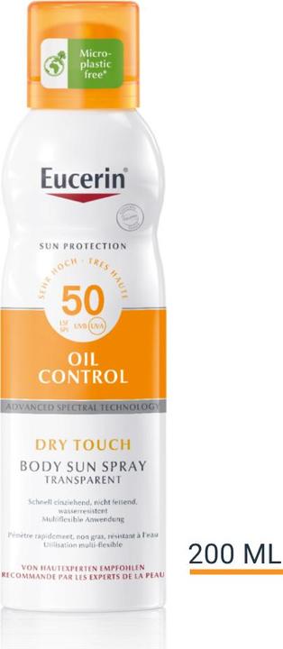 Actual product image Eucerin SUN Body Spray Oil Control Dry Touch SPF 50 (Sun spray, SPF 50, 200 ml, 190 g)