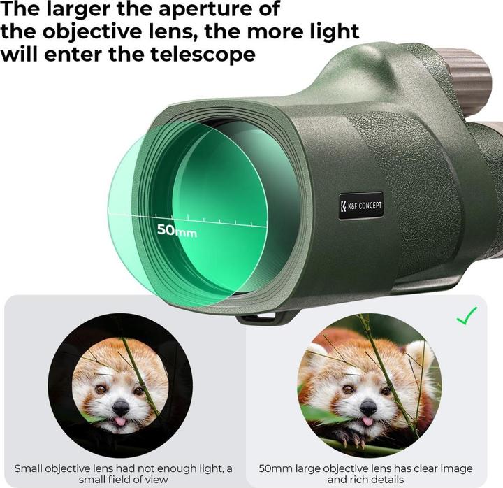 Actual product image K&F Concept 12*50 BAK4 HD Monocular With Akka dovetail Army green (12 x, 50 mm)