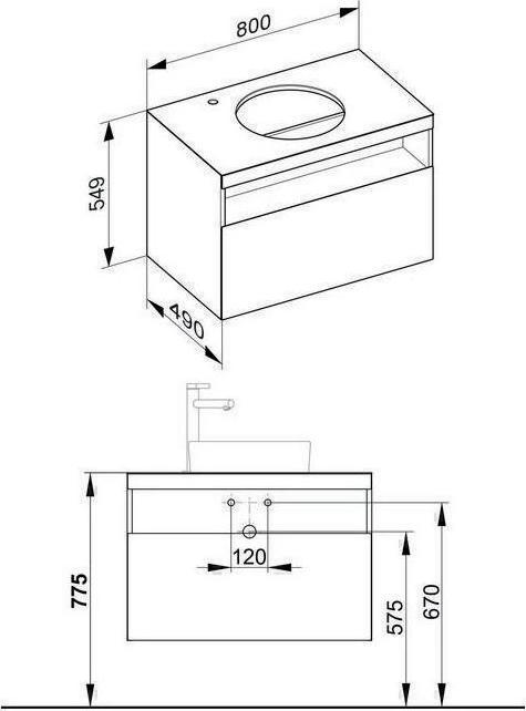 Actual product image Keuco Vanity unit STAGELINE 800x550x490mm vulcanite