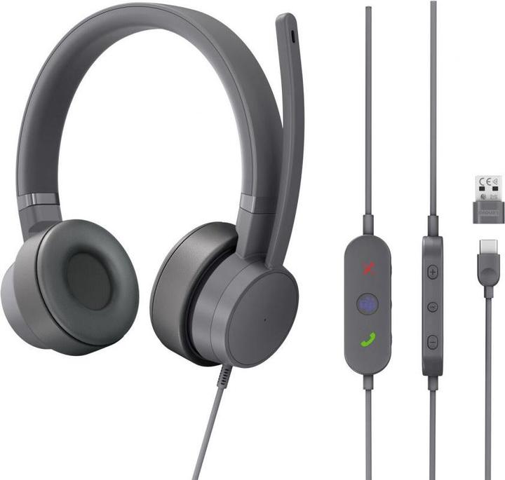 Image du produit Lenovo GXD1C99243 Casque/écouteur filaire Appels/musique USB Type-C Gris (ANC, Filaire)