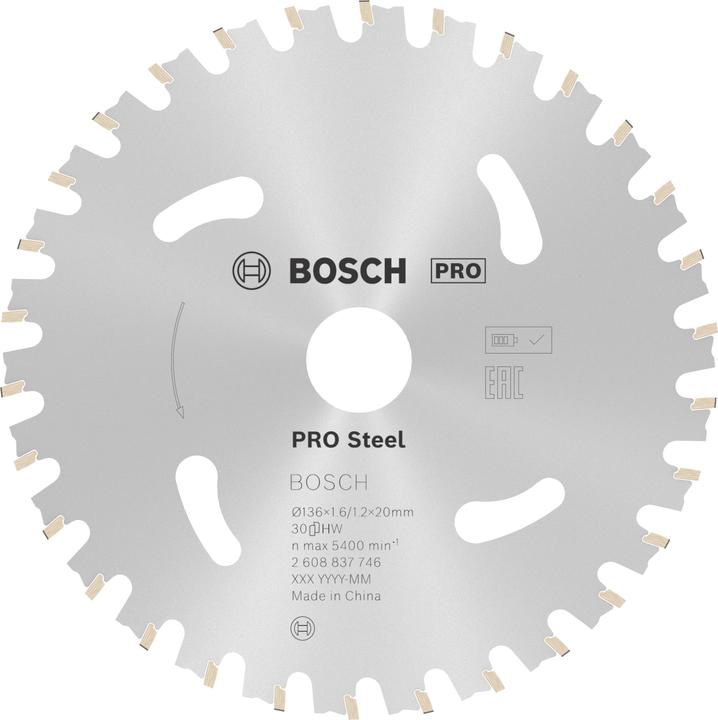 Immagine prodotto Bosch Professional Zubehör Lama per sega circolare a batteria PRO Steel, 136 x 1,6 x 20 mm