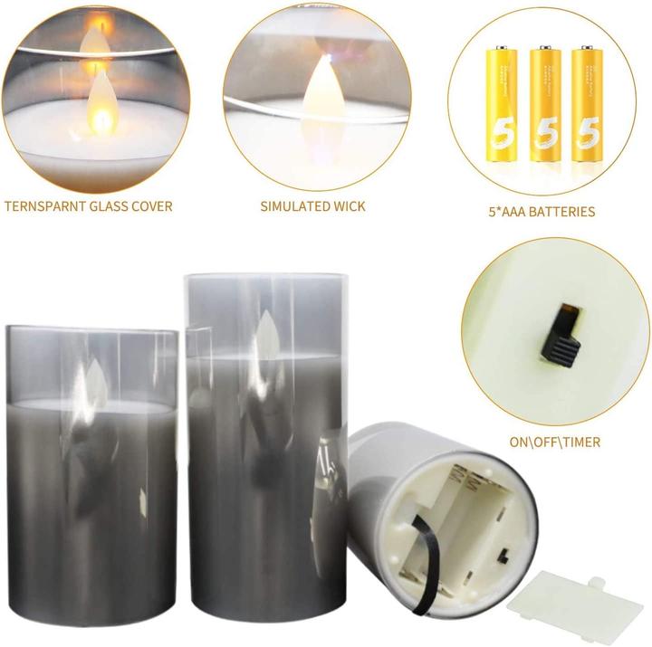 Actual product image Lumina Swiss LED Candles Set Glass with Remote Control (3 x)