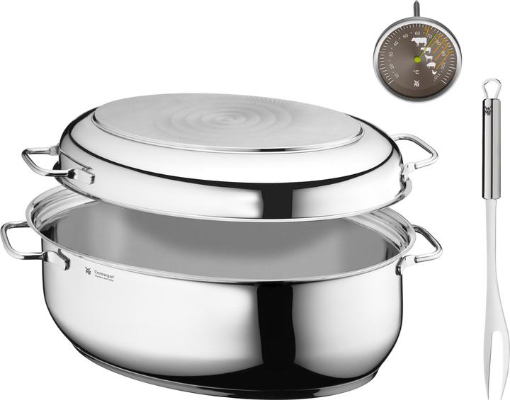 Produktbild WMF Bräter mit Deckel backofengeeignet, 8,5l, Bräter Induktion plus Zubehör (Bräter + Schmortopf, Edelstahl)
