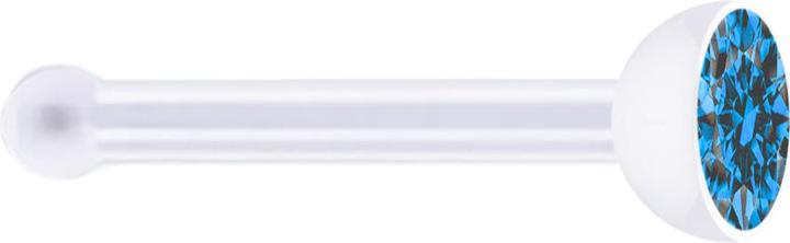 Star Piercing Nasenstecker gerade transparent mit Kristall hellblau (ohne Messing, Bioflex)