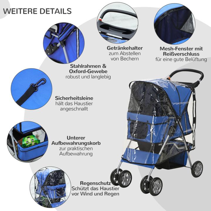 Actual product image PawHut Dog buggy with rain cover (Dog, Foldable)