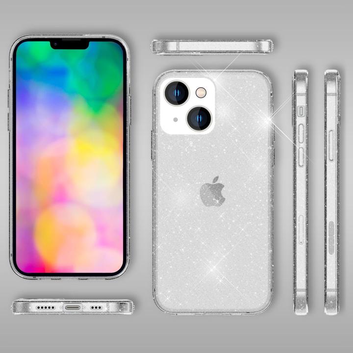 Actual product image Nalia Clear glitter silicone cover (Apple iPhone 14)