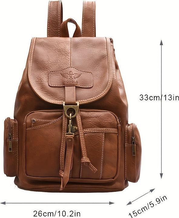 Only-Bags.Store Vintage PU-Leder-Rucksack, modische Klappe Design Reisetasche, vielseitige tägliche & College