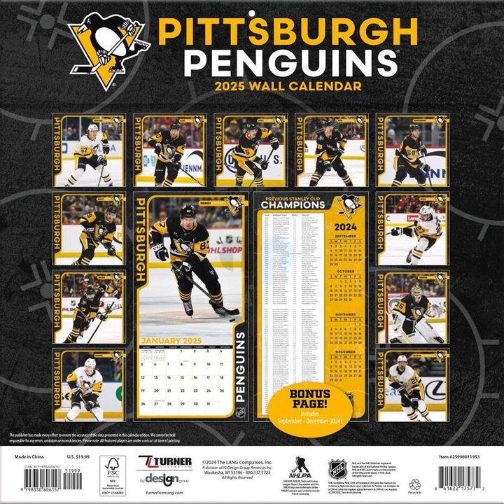 Produktbild NHL - Pittsburgh Penguins - 30.5 x 30.5 cm Team Wandkalender 2025 (30.5 x 30.5 cm, Französisch, Italienisch, Spanisch, Deutsch, Englisch)