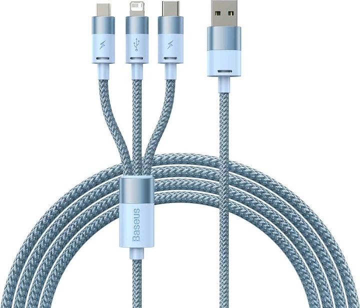 Image du produit Baseus 3in1 USB cable StarSpeed Series, USB-C + Micro + Lightning 3,5A, 1.2m (Blue) (1.20 m, USB 3.0)