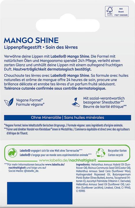 Etichetta energetica Labello Mango Shine Lip (Cura matita)