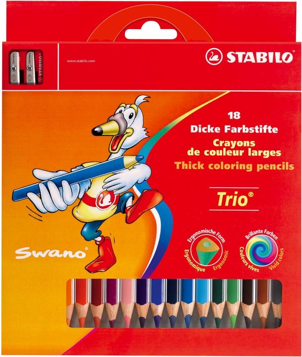 Produktbild STABILO Trio dick Dreikant-Buntstift mit Spitzer (Mehrfarbig, 18 x)
