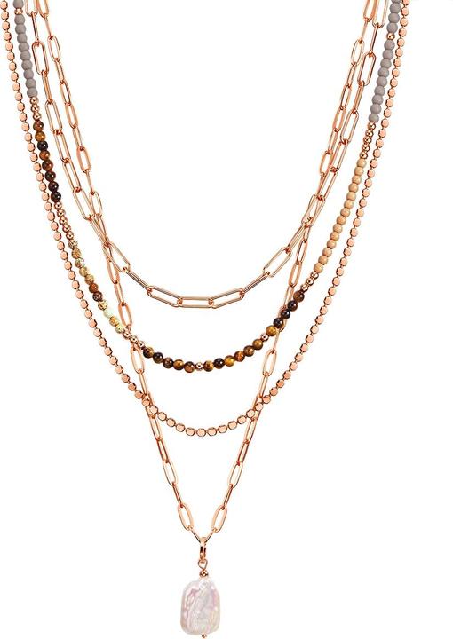 Actual product image Lulu & Jane Metal alloy natural stone freshwater cultured pearl yellow gold 43.0/46.0/52.0/58.0 cm - 33316 (Metal alloy)