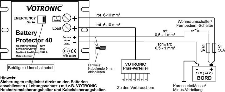 Immagine prodotto Votronic 3075 Battery Protector 40A 12V monitor della batteria protezione da sovratensione
