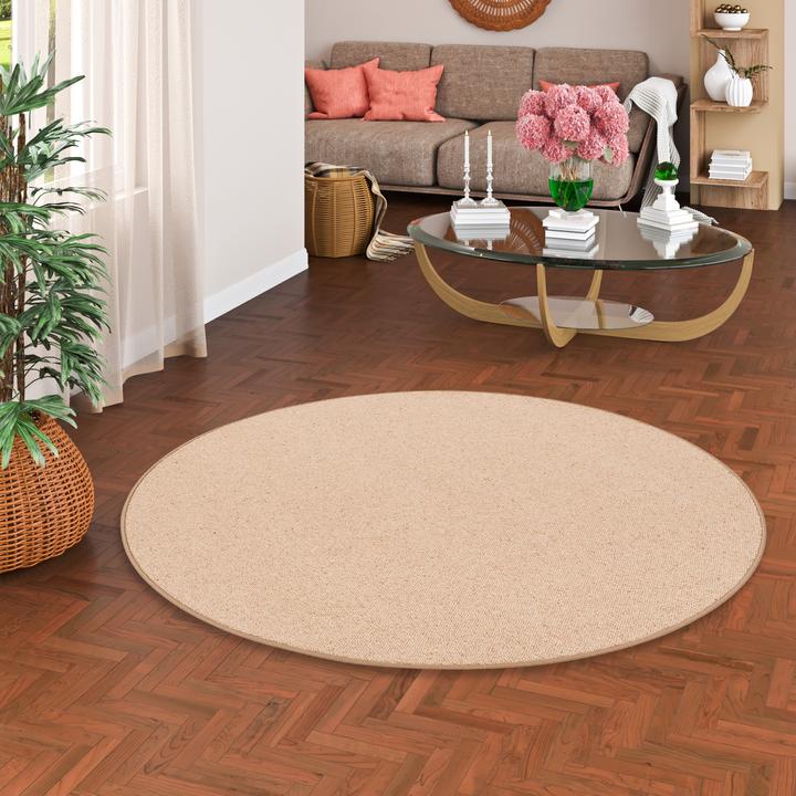 Produktbild Berber Natur Teppich Wolle Rund (100 x 100 cm)