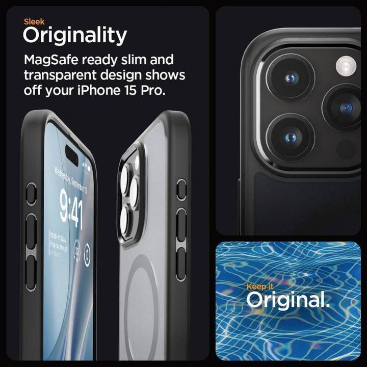 Actual product image Spigen Ultra Hybrid MAG iPhone 16 Pro MagSafe frost black ACS08134 (Apple iPhone 16 Pro)